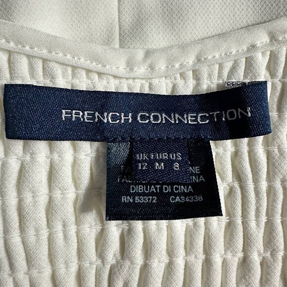 French Connection Whisper Puff Sleeve Mini Dress Women's 8 White NWOT - Picture 7 of 11